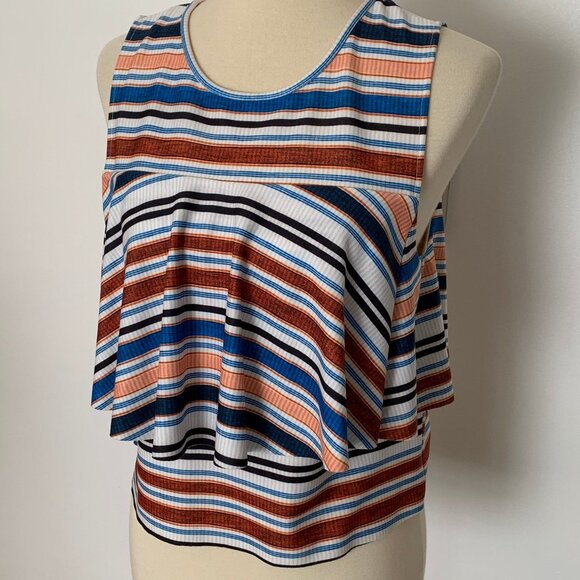 Zara Crop Stripe Frilled Top - Picture 8 of 11